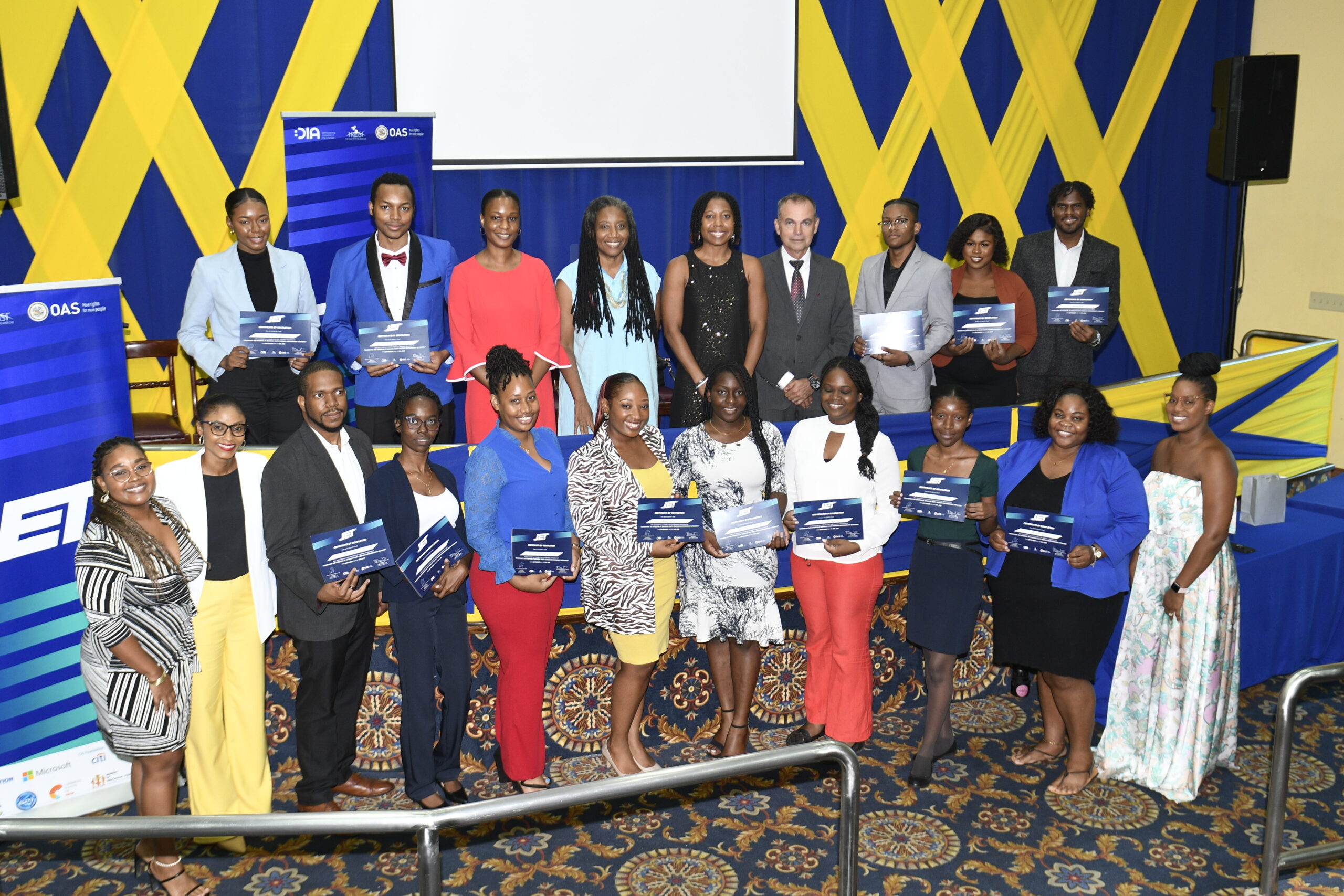 JET Project Cohort 1 graduates show-off their certificates post event alongside supporting partners, trainers and organizing team.