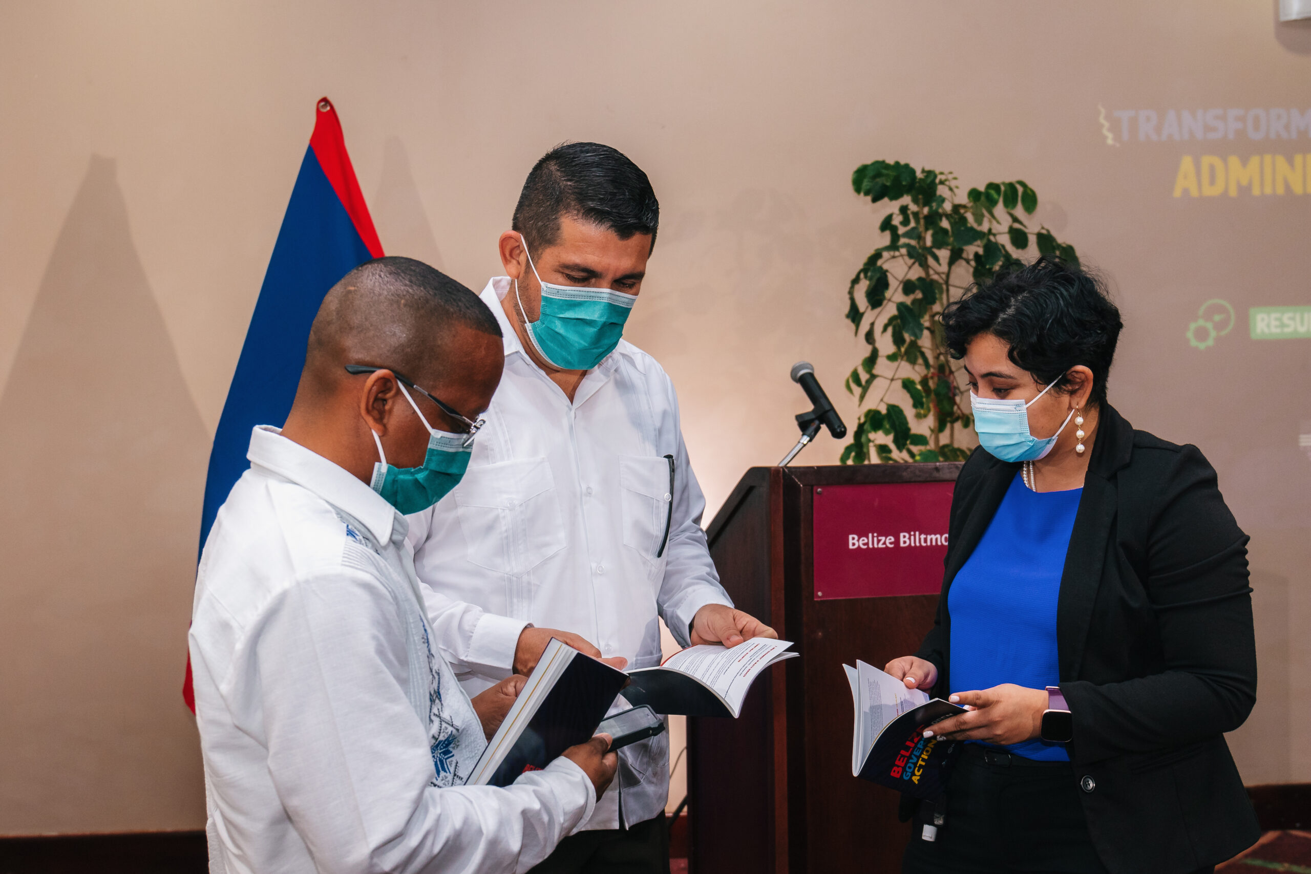 From left to right: Hon. Kevin Bernard, Minister of Youth, Sports, and E-Governance; Mr. Jose Urbina, CEO of the Ministry of Youth, Sports, and E-Governance; and Ms. Alexia Peralta, Incoming Director for the E-governance and Digitalization Unit in the Ministry of Youth, Sports and E-Governance.